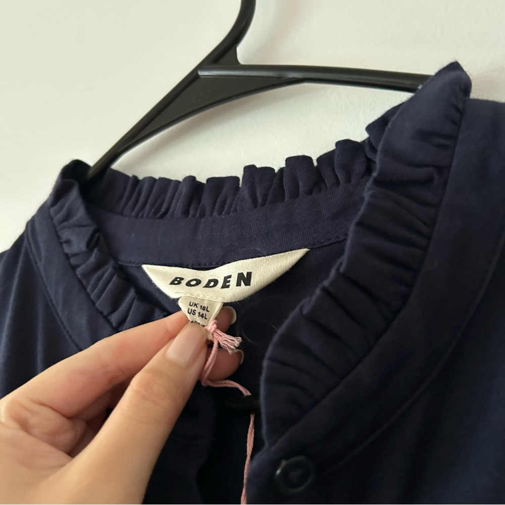 NWT Boden Julia Jersey Shirt Dress Cotton Blend Navy Size 14L - Picture 5 of 6